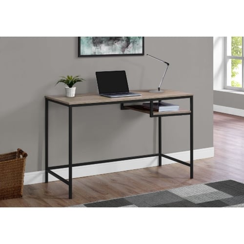 48" Computer Desk in Dark Taupe & Black Metal